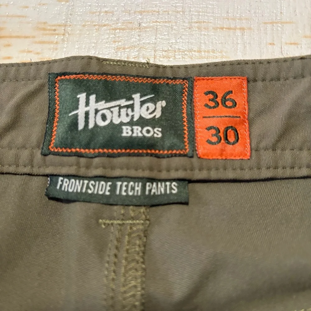 Howler Bros Frontside Tech Pants NWT size 36 x 30 Olive Green Straight Leg - Picture 7 of 14
